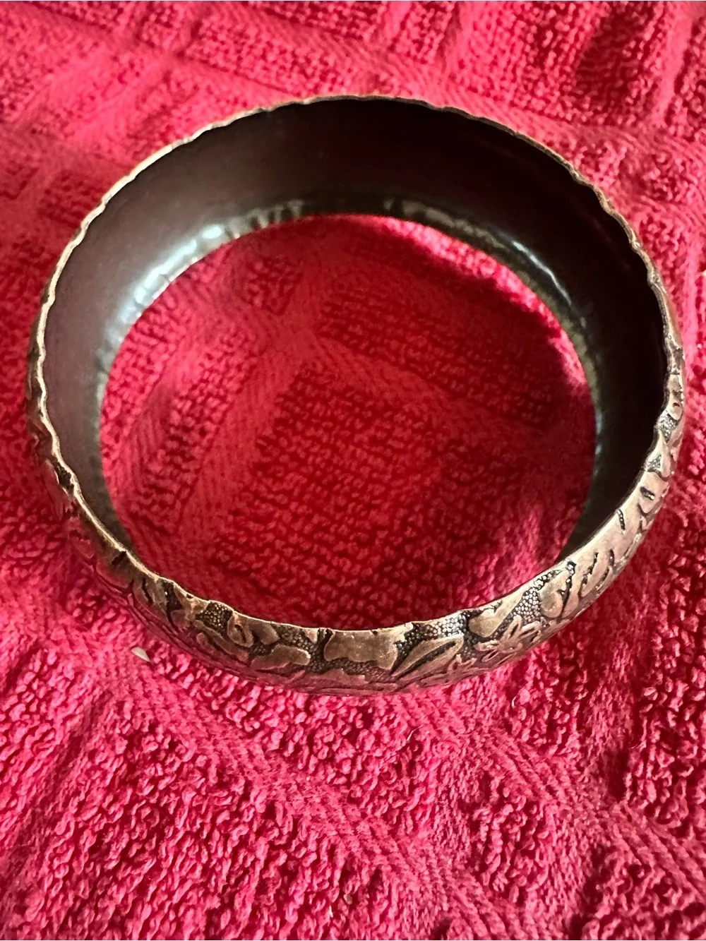 Floral Engraved Copper-Tone bangle Bracelet